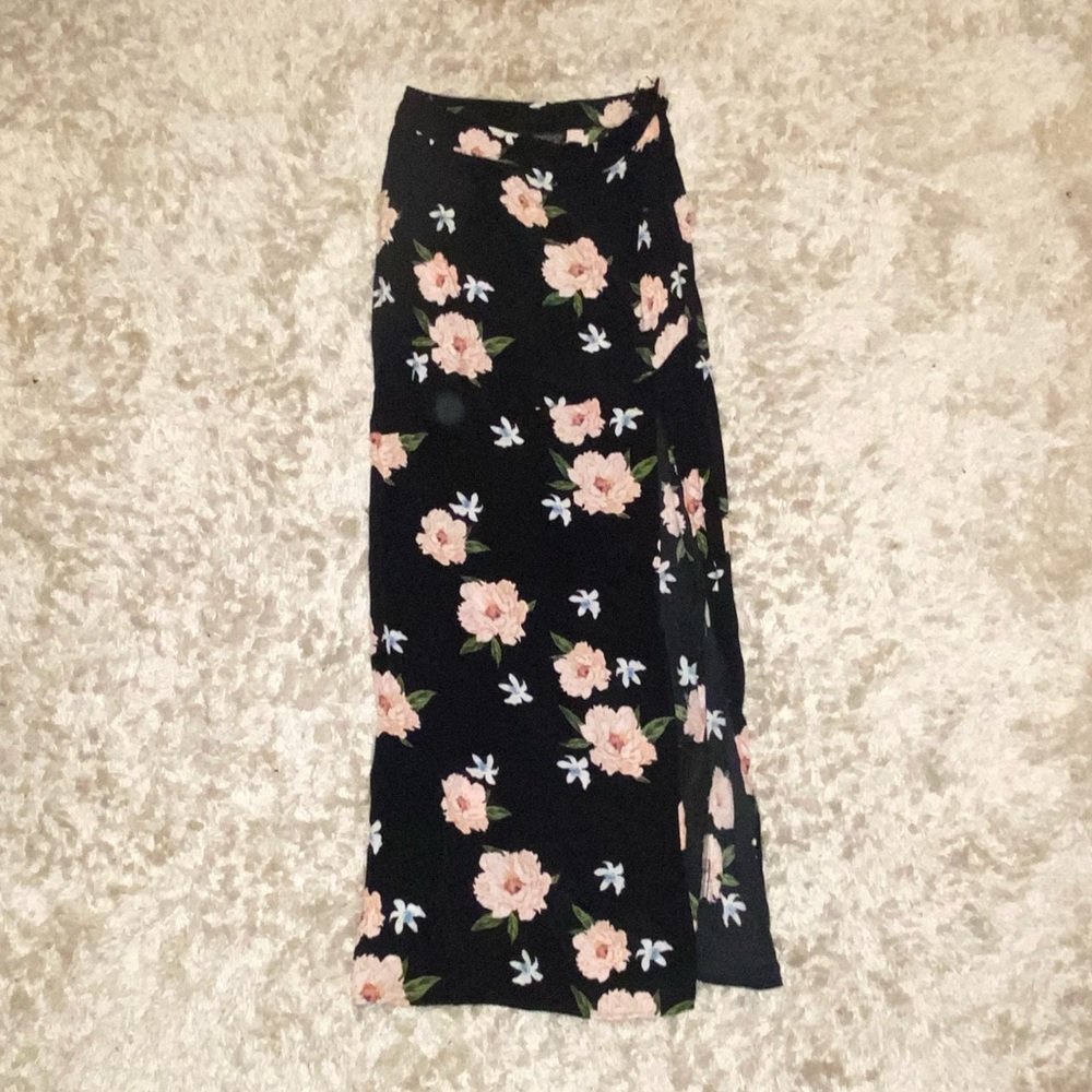 TopShop Floral Maxi Skirt with Slit